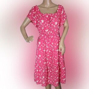 Jessica Simpson | Pink Floral off the shoulder milkmaid floral Dress